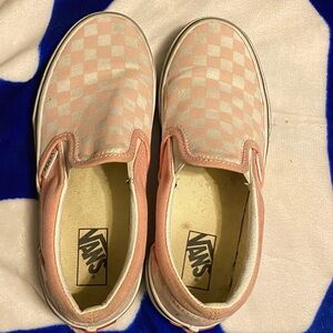 Vans Kids Peach Checkered Slip-On Sneakers